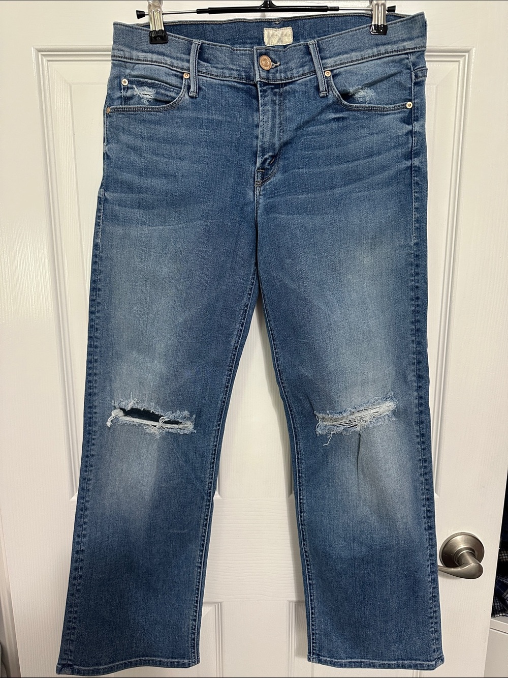 MOTHER Women's Distressed Blue Jeans